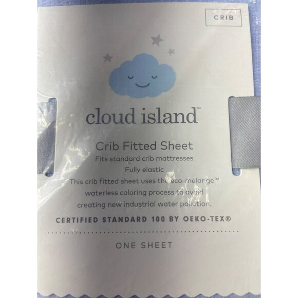 Cloud Island Crib Fitted Sheet Blue 28" X 52" Eco-Melange Waterless Color Oeko-T - Picture 4 of 5